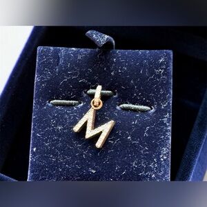 Swarovski Crystal Rose Gold Letter M Pendant Necklace Charm Swan Logo Stamp